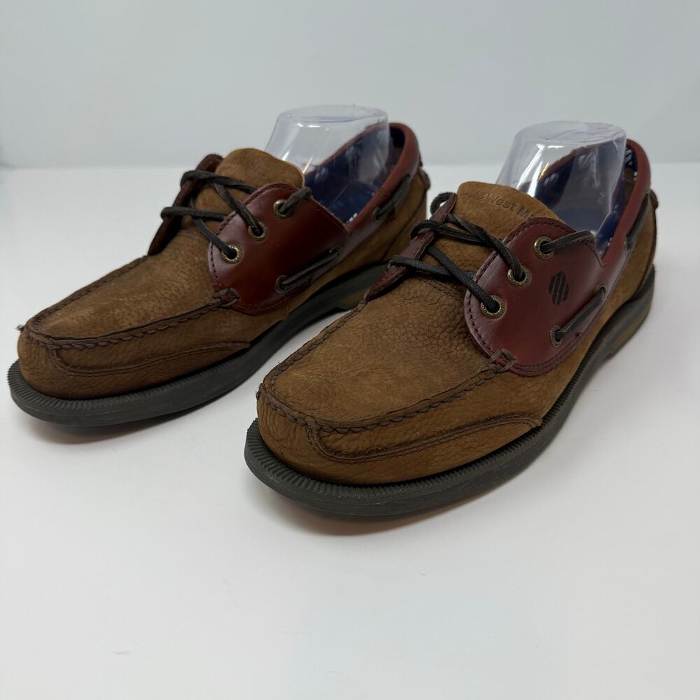 West Marine Boat Shoes Men's 9.5 Brown Leather Classic Comfort Mocs Casual EUC